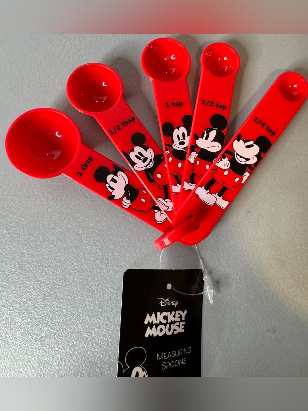 Disney Mickey Mouse themed Red Measuring Spoon Set kitchen baking